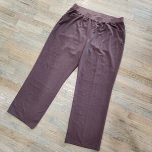 Vintage Womens XL JOCKEY Brown Pull‎ On Elastic Waist Scurb Pants With Pockets